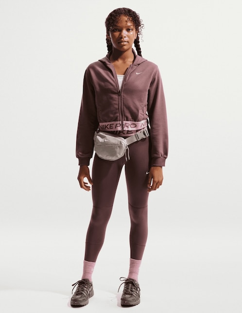 Sudadera Nike Pro Fleece con capucha y bolsa para niña