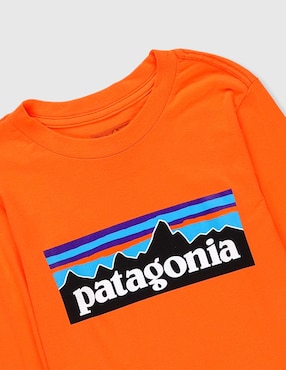 Playera deportiva outdoor Patagonia Long-Sleeved P-6 Logo de niña