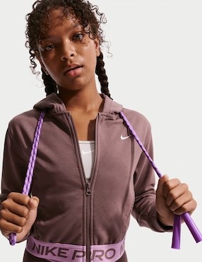 Sudadera Nike Pro Fleece con capucha y bolsa para niña