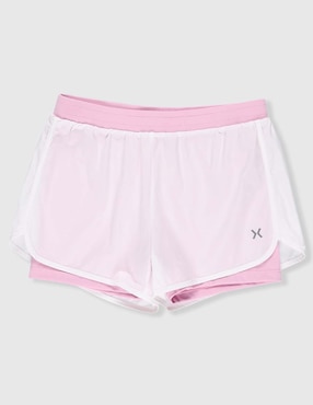 Short efecto doble prenda X10 para entrenamiento para niña