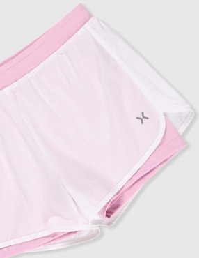 Short efecto doble prenda X10 para entrenamiento para niña